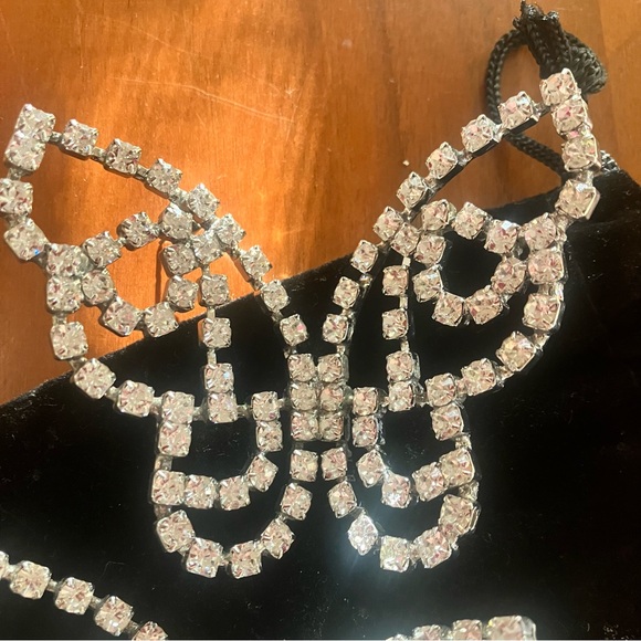 AREA Crystal Butterfly Earrings, Silver, 3”x2.75” - Picture 8 of 10